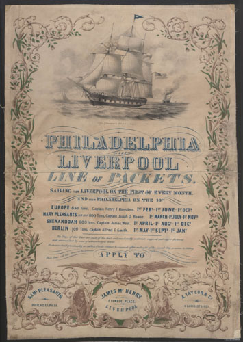 Philadelphia and Liverpool Line of Packets. Copyright Liverpool Record Office